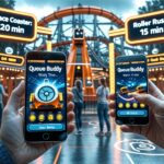 Leonardo Phoenix 10 people in amusement park using smartphones 0